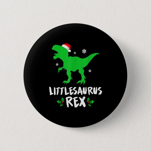 Little T Rex Matching Family Christmas Dinosaur Sh Button (Vorderseite)