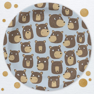 Little Teddy Bear Cub Pattern Pappteller