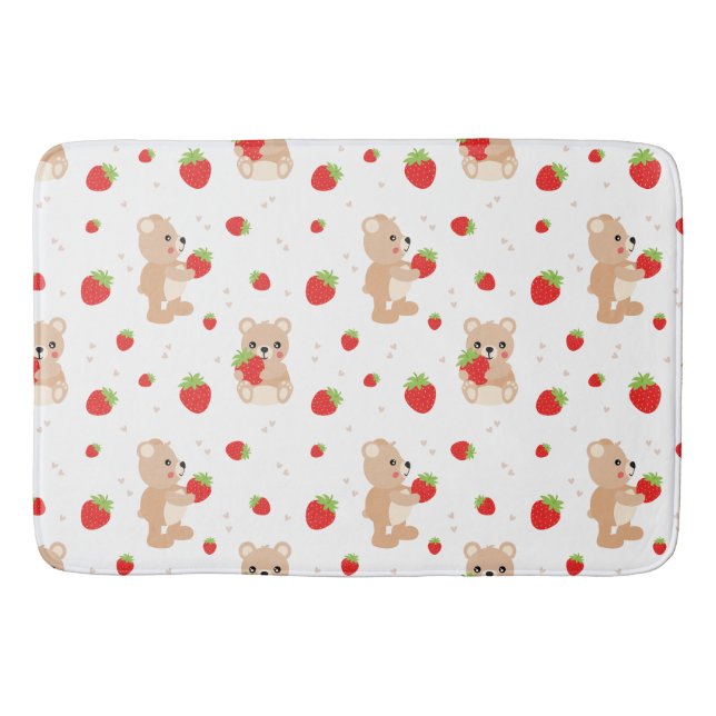 Little teddy bear with strawberry badematte (Vorderseite)