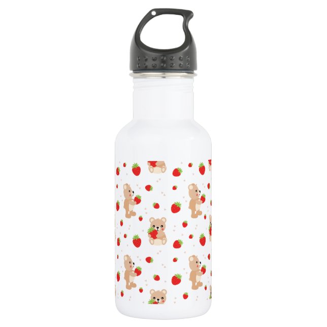 Little teddy bear with strawberry edelstahlflasche (Vorderseite)