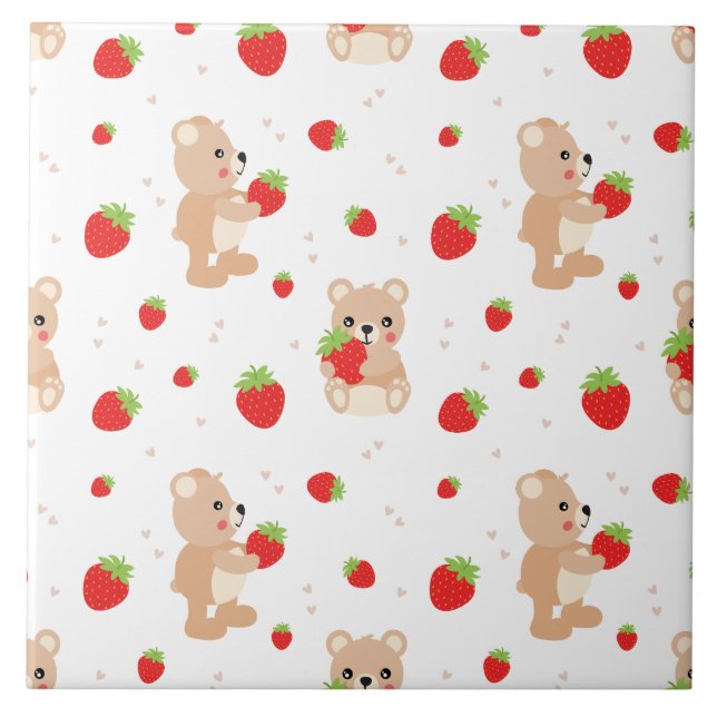 Little teddy bear with strawberry fliese (Vorderseite)