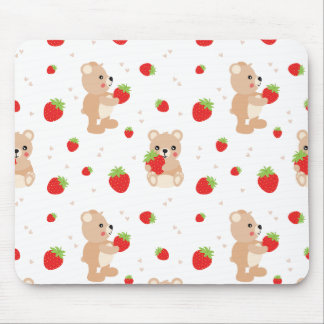 Little teddy bear with strawberry mousepad