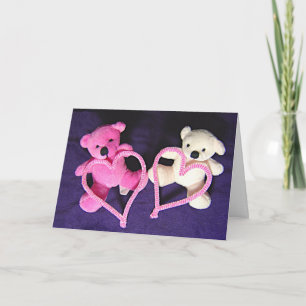 Little Teddy Bears and Hearts for Valentines Card Feiertagskarte