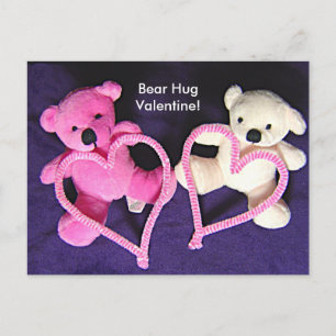 Little Teddy Bears and Hearts Valentine Postcard Feiertagspostkarte