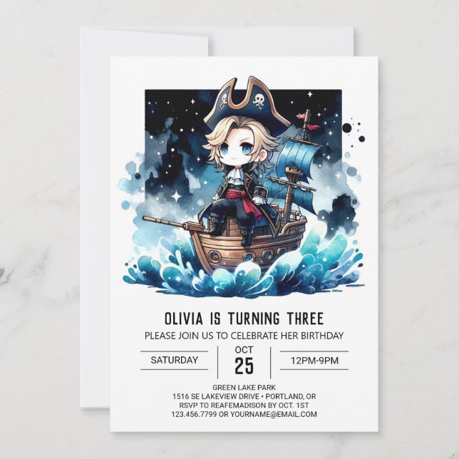 Little Template Pirate Geburtstag Einladung (Vorderseite)
