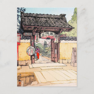 Little Temple Gate Hiroshi Yoshida shin hanga Postkarte