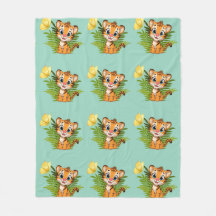 Little Tiger & Butterfly Fleece Blanket