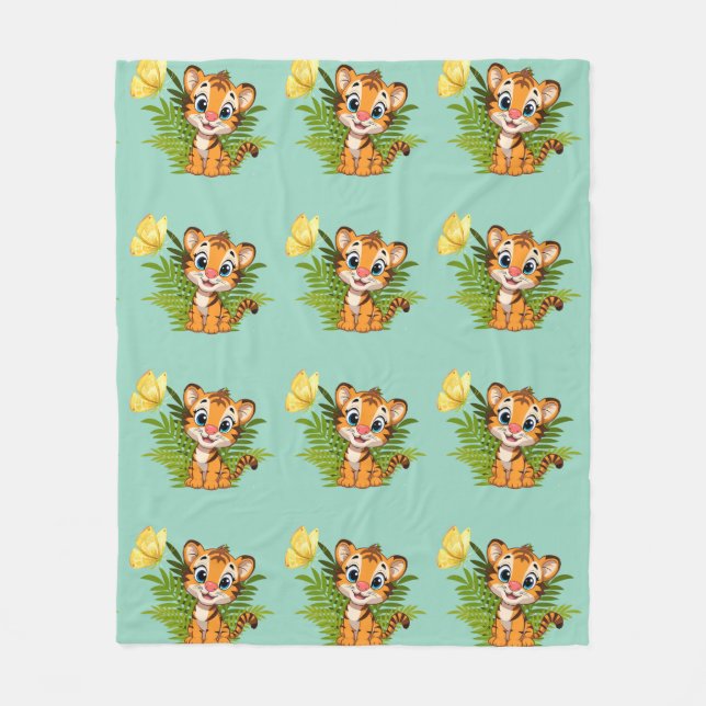  Little Tiger & Butterfly Fleece Blanket (Vorderseite)