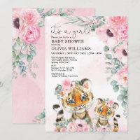 Little Tiger Pink Blumengrün Girl Babydusche