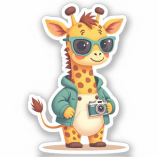 Little Tourist Giraffe | Kawaii Adventure Art Aufkleber