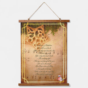 Little Town of Bethlehem Wall Tapestry Wandteppich Mit Holzrahmen