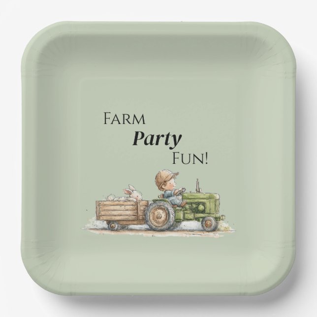 Little Tractor Farm Birthday Pappteller (Vorderseite)