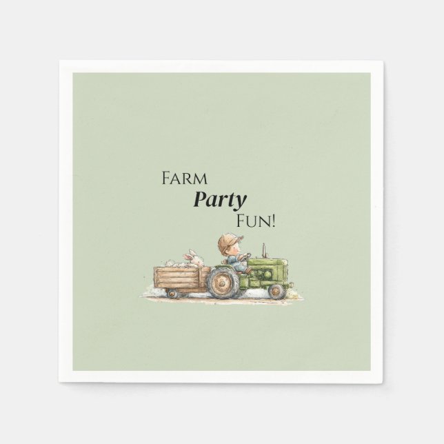 Little Tractor Farm Birthday Serviette (Vorderseite)