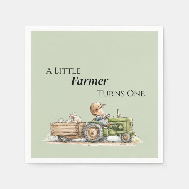 Little Tractor Farm Birthday Serviette (Vorderseite)