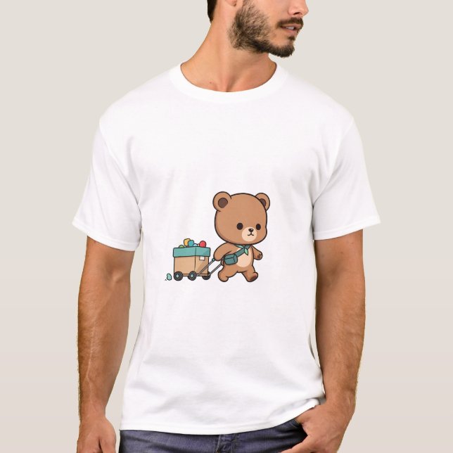 Little Traveler Bear Illustration T-Shirt (Vorderseite)