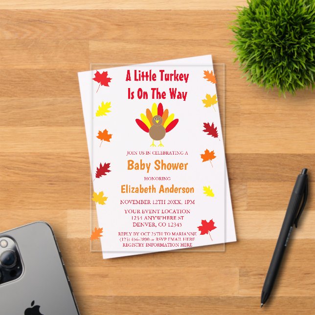 Little Turkey Baby Shower Acryleinladungen (Insitu (Einladungskarte))