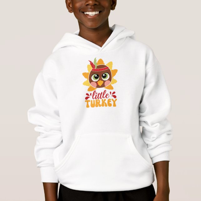 Little Turkey Boy Kids Erntedank Hoodie (Vorderseite)