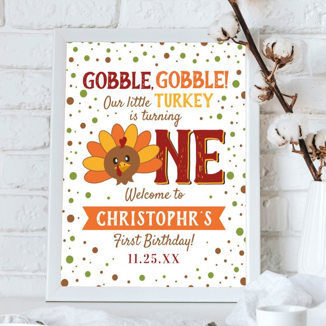 Little Turkey Fall Erntedank 1. Geburtstag Poster (Von Creator hochgeladen)
