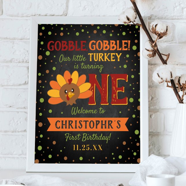 Little Turkey Fall Erntedank 1. Geburtstag Poster (Von Creator hochgeladen)