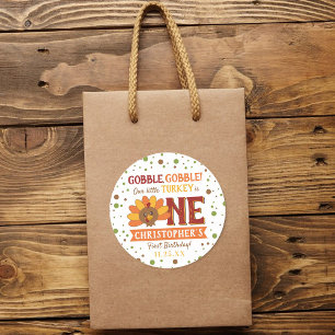 Little Turkey Fall Erntedank 1. Geburtstag Runder Aufkleber