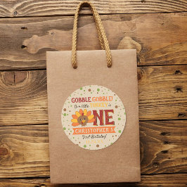 Little Turkey Fall Erntedank 1. Geburtstag Runder Aufkleber