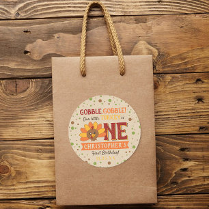 Little Turkey Fall Erntedank 1. Geburtstag Runder Aufkleber