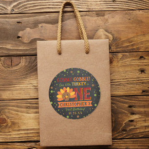 Little Turkey Fall Erntedank 1. Geburtstag Runder Aufkleber