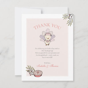 Little Turkey Girl Fall Baby Dusche Danke Karte