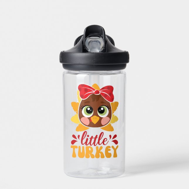 Little Turkey Girl Kids Erntedank Trinkflasche (Vorne)