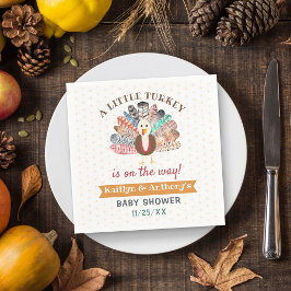 Little Turkey On The Way! Thanksgiving Baby Shower Serviette