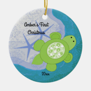 Little Turtle First Christmas Keramik Ornament