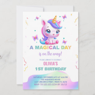 Little Unicorn Rainbow Einladungen zum Geburtstag