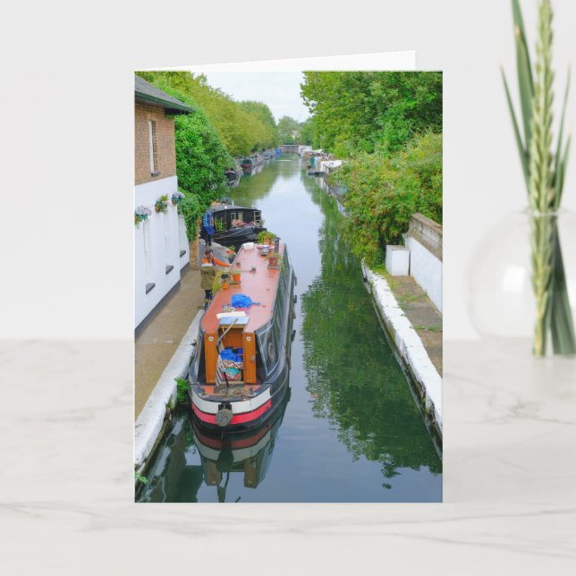 Little Venice London Barge Greeting Card Karte (Vorderseite)