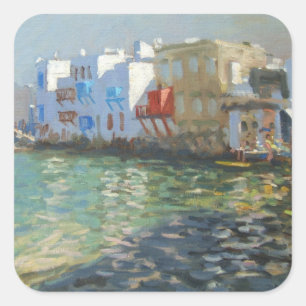 Little Venice Mykonos Quadratischer Aufkleber