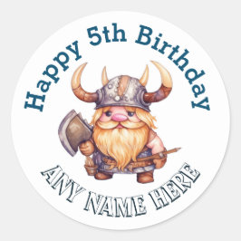 Little Viking Birthday Label - jedes Alter oder je Runder Aufkleber
