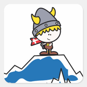Little Viking Boy Quadratischer Aufkleber