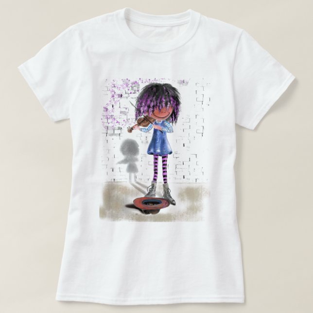 Little Violinist Street Musician T - Shirt (Design vorne)