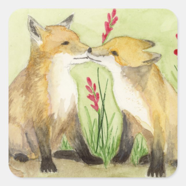 Little Vixens Quadratischer Aufkleber (Vorderseite)