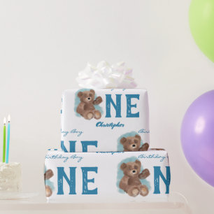 Little Watercolor Bear Süße Tier zum ersten Gebu Geschenkpapier