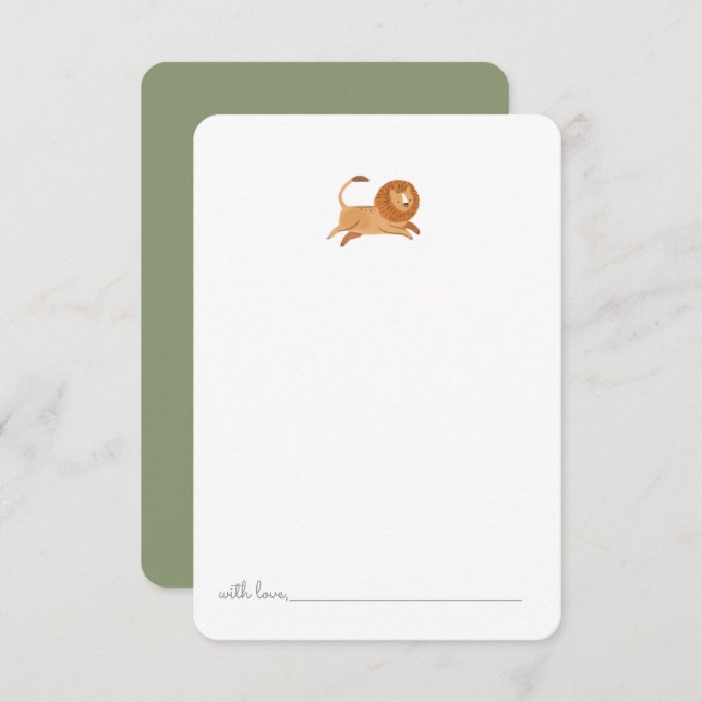 Little Watercolor Lion Birthday Time Kapsel Dankeskarte (Vorne/Hinten)