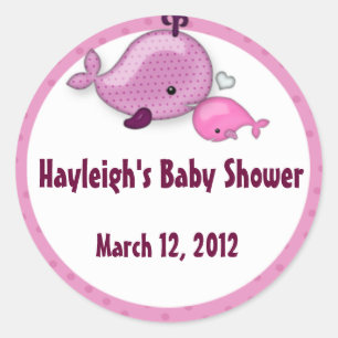 Little Whale Baby Mommy Kiss Sticker Pink Girl