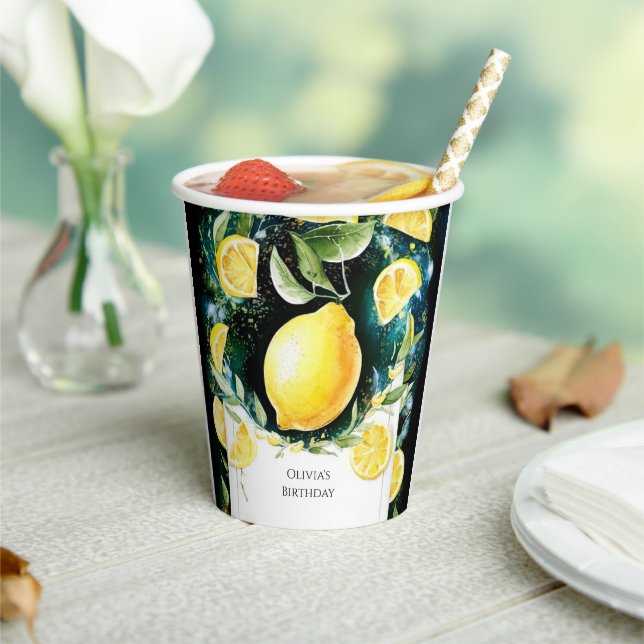 Little Whimsical Lemon Birthday Pappbecher (In Situ)