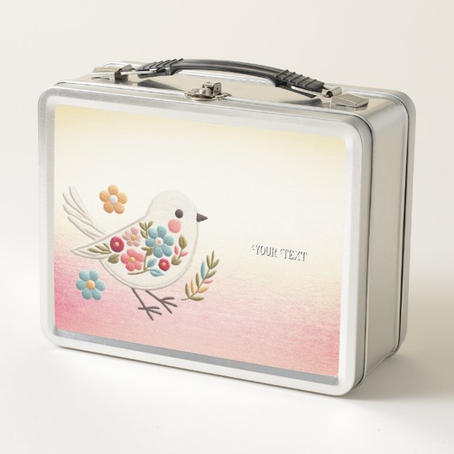 Little White Bird Floral Metal Lunch Box (Vorderseite)