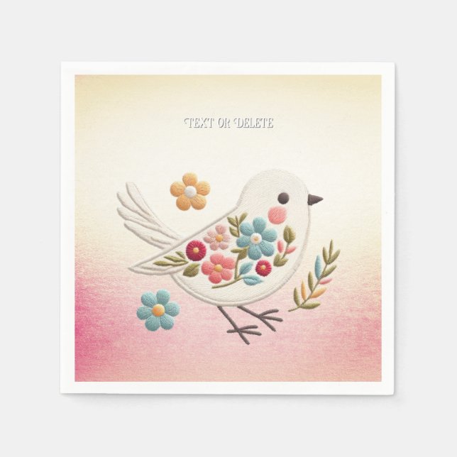 Little White Bird Floral Napkins Serviette (Vorderseite)