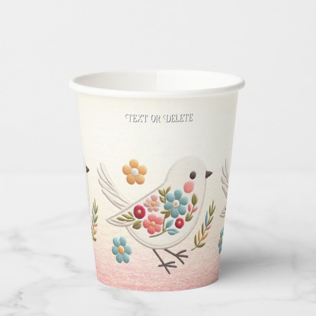 Little White Bird Floral Paper Cups Pappbecher (Links)