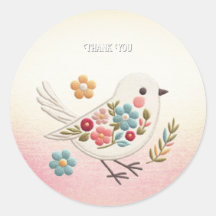 Little White Bird Floral Sticker