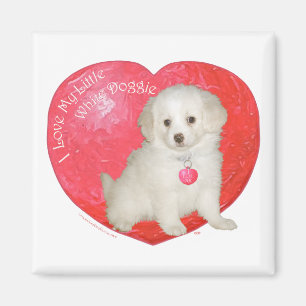 Little White Dog Rescue Valentinstag Magnet