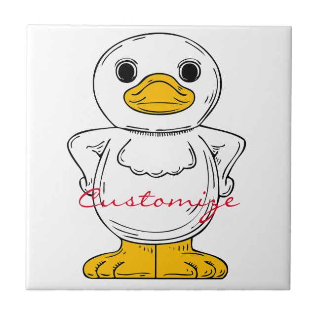 Little White Duck Stehend Thunder_Cove Fliese (Vorderseite)