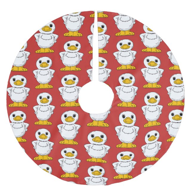 Little White Duck Stehend Thunder_Cove Polyester Weihnachtsbaumdecke (Vorderseite)