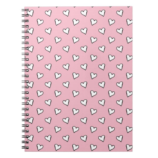 Little White Hearts auf PInk Notizblock (Vorderseite)